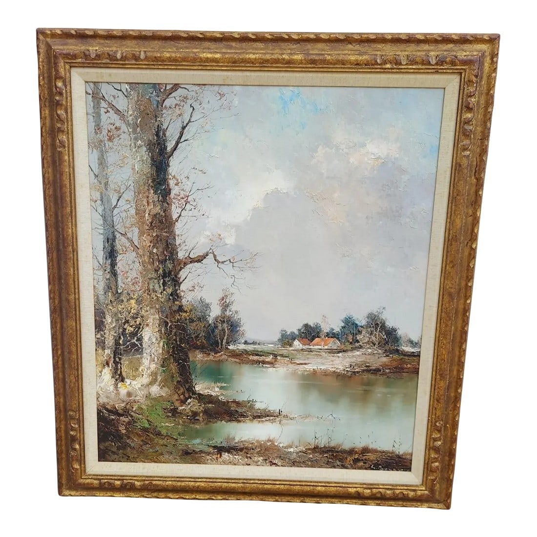 Mid 20th Century Impressionist Style Rustic Landscape Oil Painting by Willi Bauer, Framed (1 of 13)