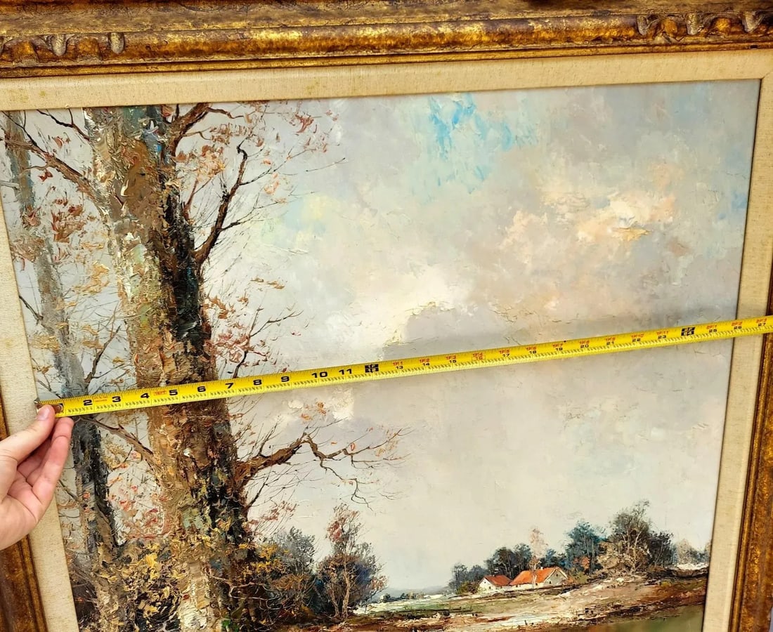 Mid 20th Century Impressionist Style Rustic Landscape Oil Painting by Willi Bauer, Framed - 9