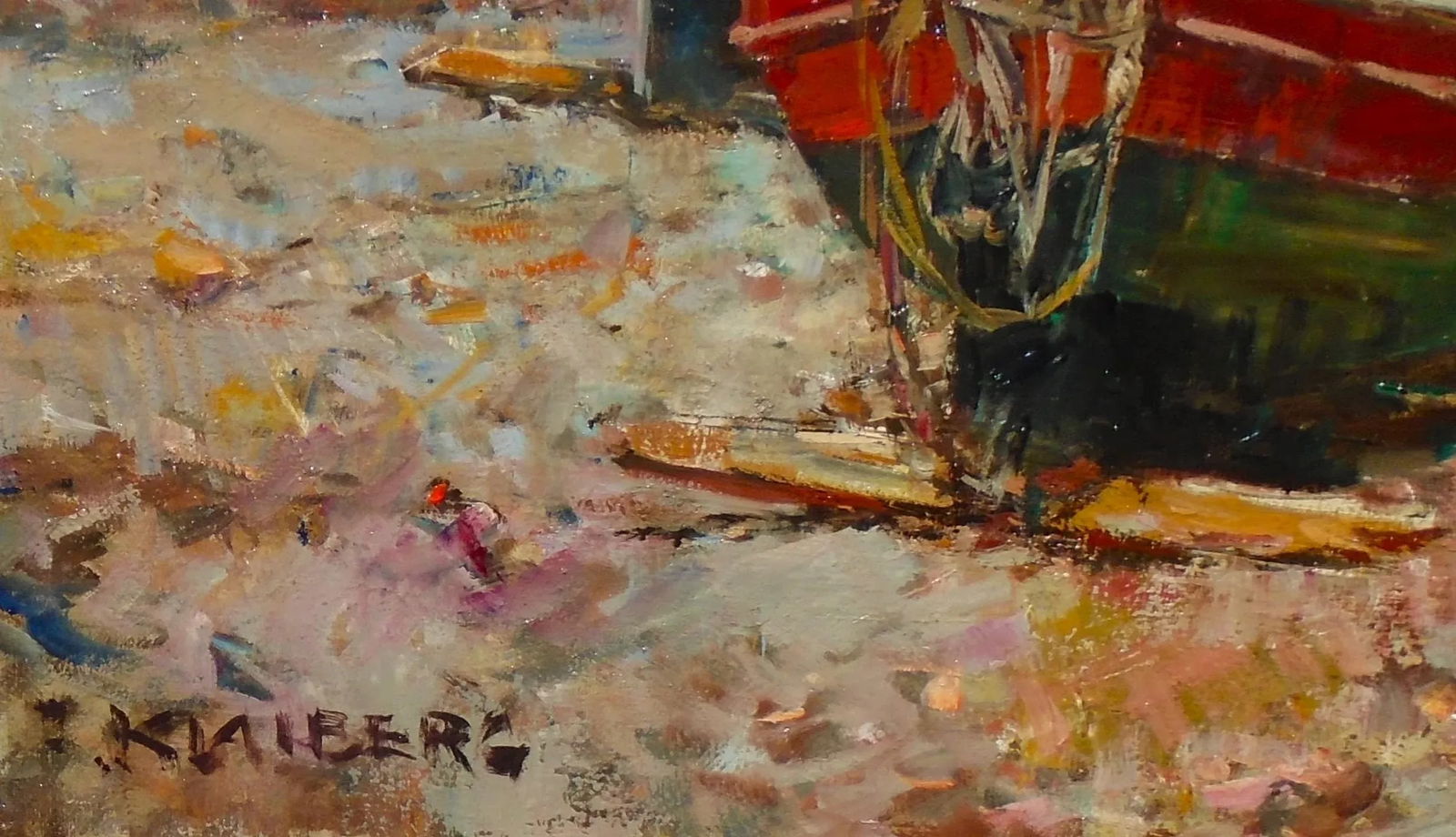 1970s "Waiting for Evening Fishing - Italy", Original Oil on Canvas Painting - 5