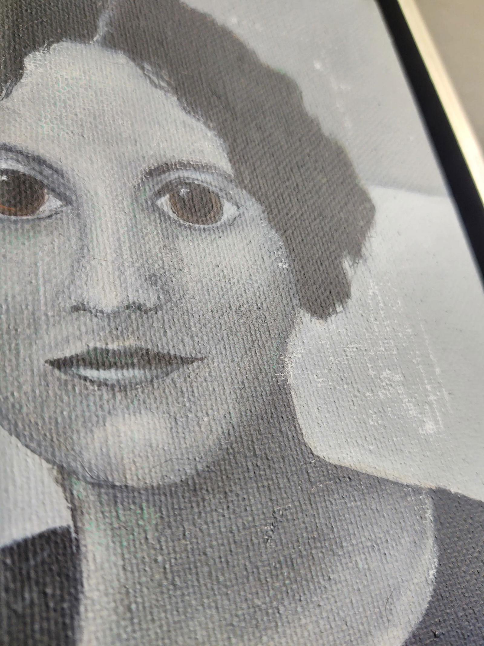 Brown-Eyed Girl Contemporary Original Portrait Oil Painting by Linda McDonough, Framed - 7