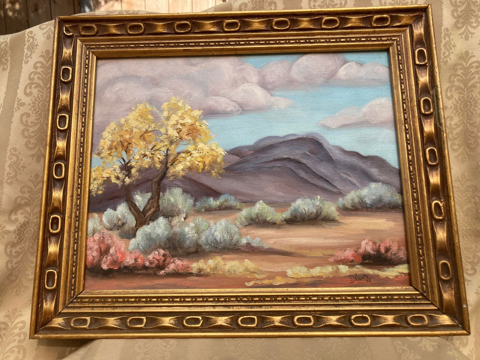 1973 Original Desert Landscape Oil Painting by Roger Kuntz, Framed - 13