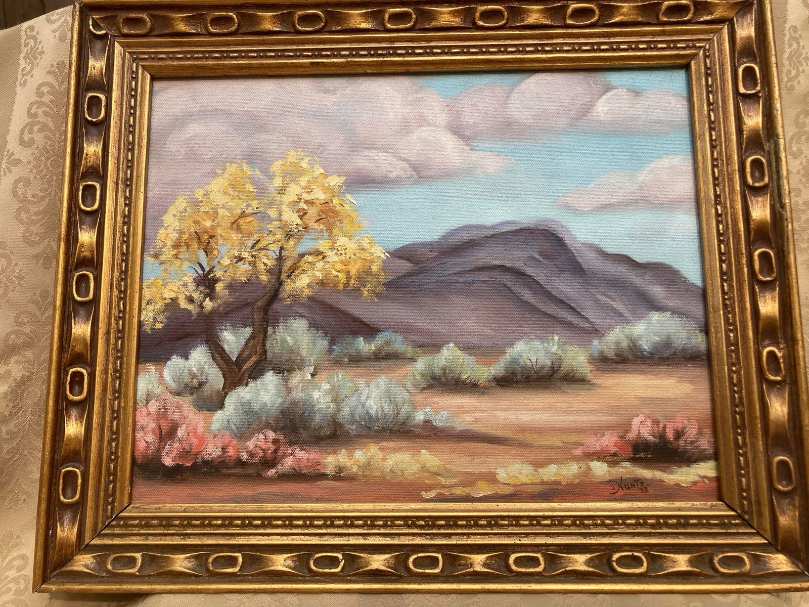1973 Original Desert Landscape Oil Painting by Roger Kuntz, Framed - 3