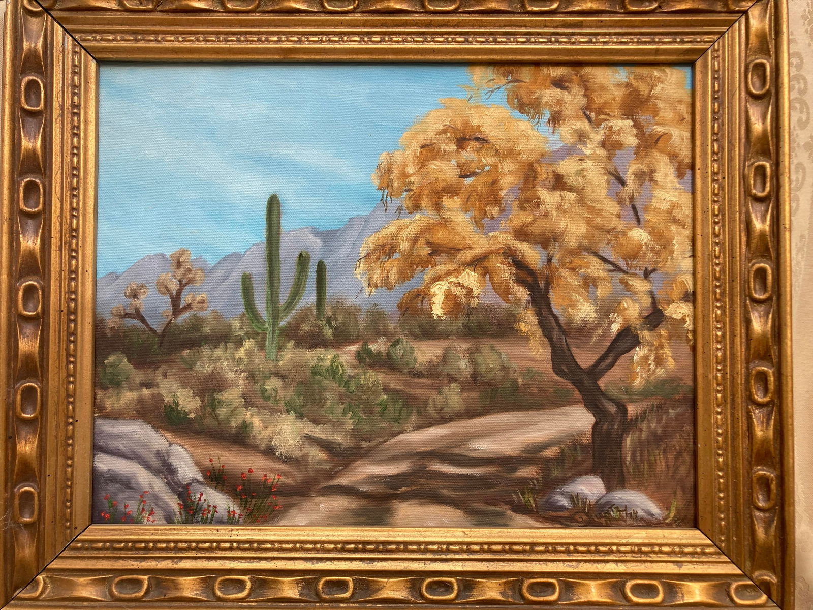 1973 Original Desert Landscape Oil Painting by Roger Kuntz, Framed - 6