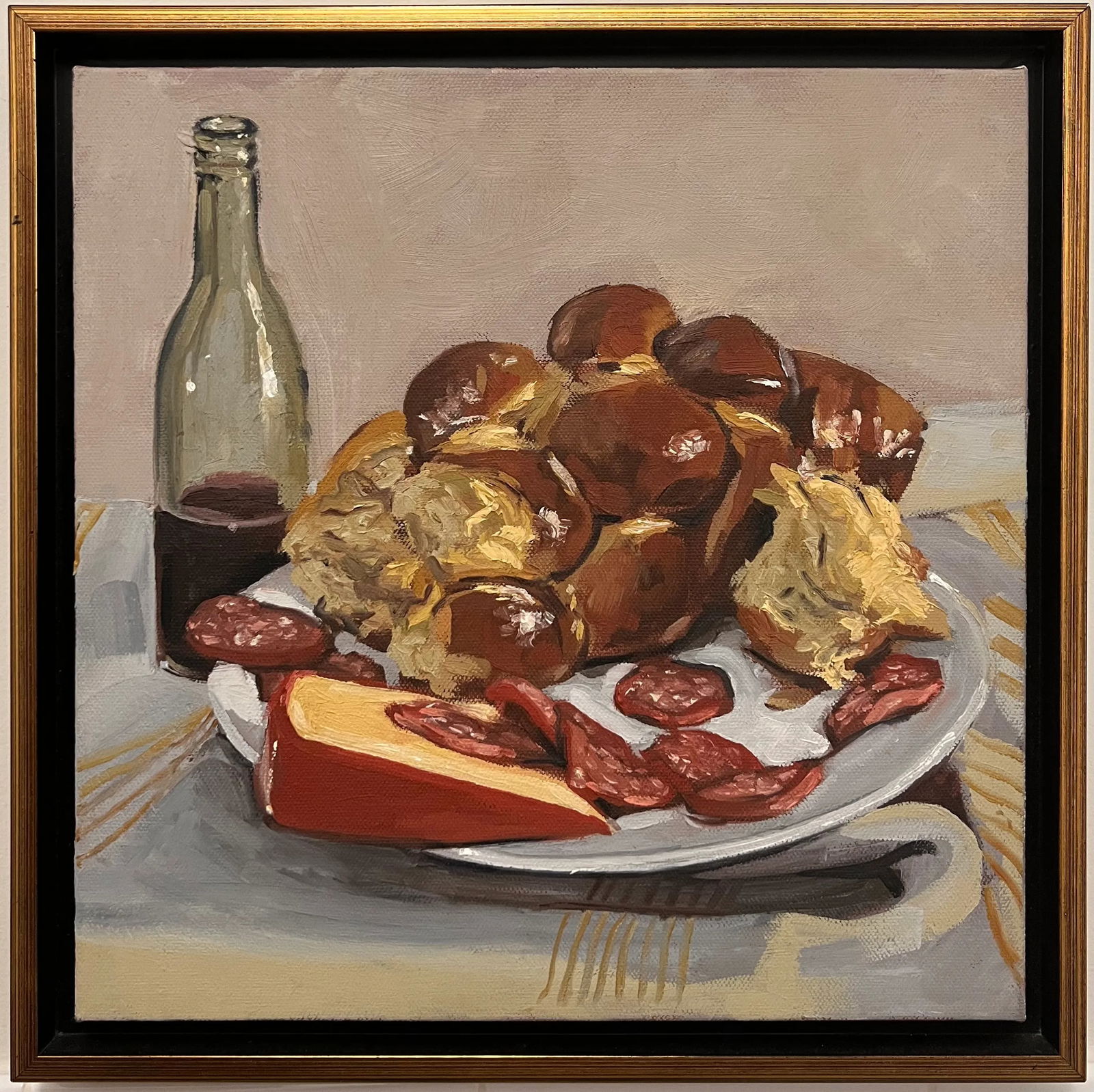 Contemporary Realist Still Life with Challah Oil Painting by Emily Ezell, Framed - 3