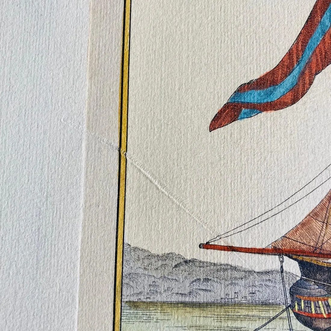 19th Century Hand Colored Ship Engraving by V Cioni - 10