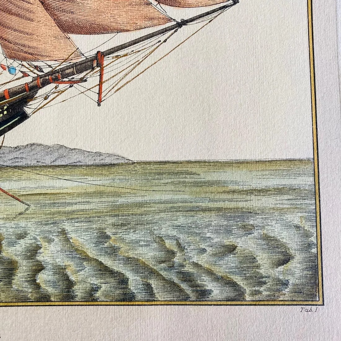 19th Century Hand Colored Ship Engraving by V Cioni - 7