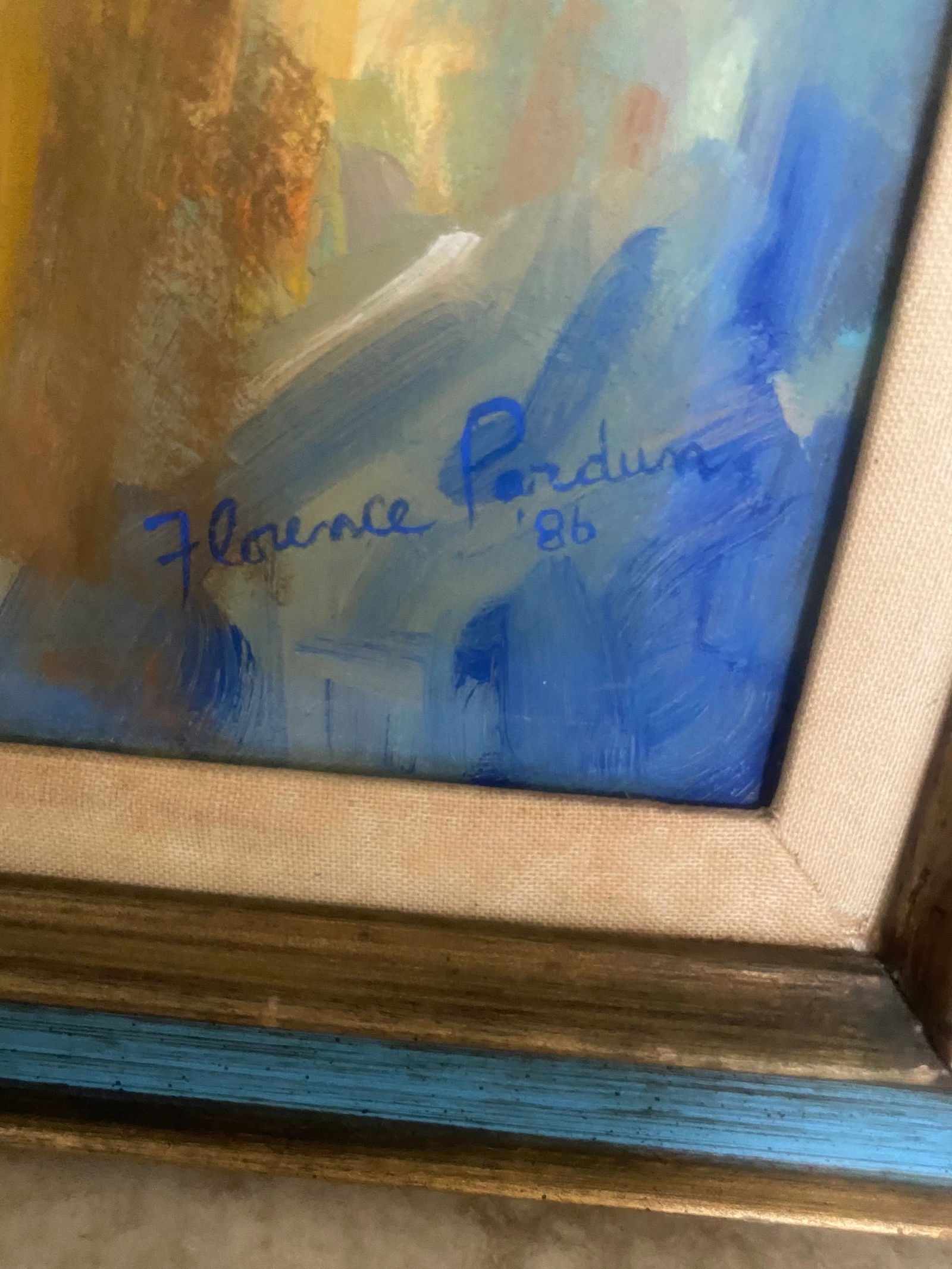 Vintage Boho Impressionist Oil Painting of Mother and Child by Florence Purdun 1986 - 7