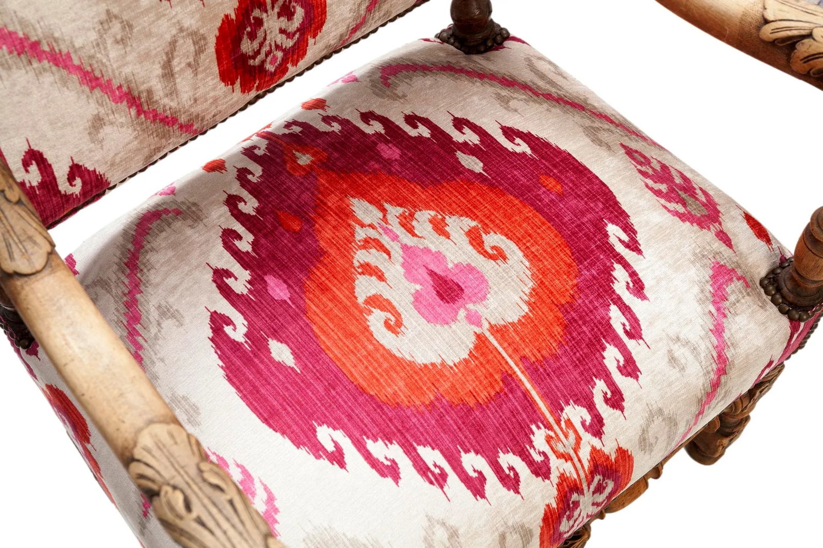 Mid 19th Century Ikat Throne Chair - 10