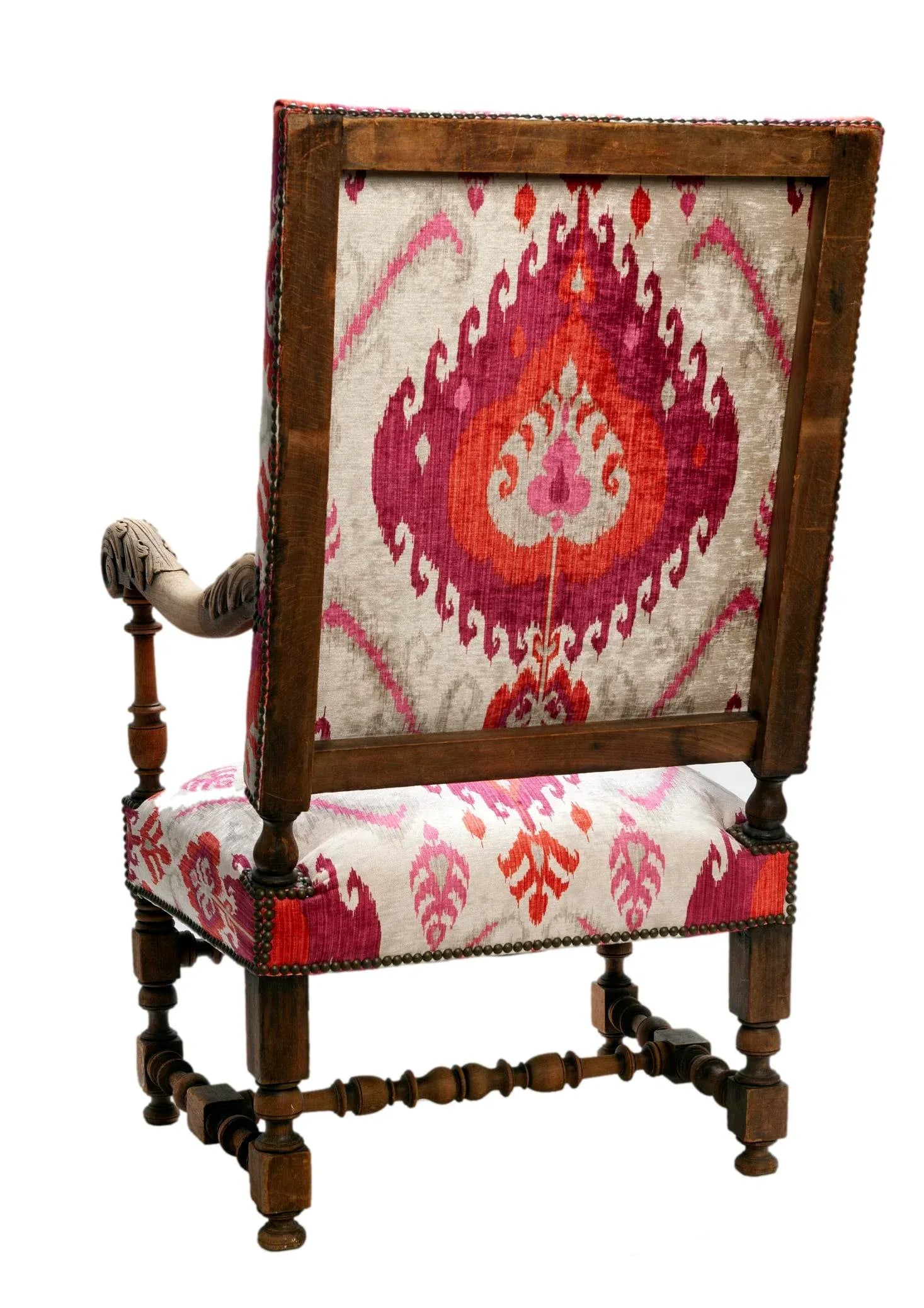 Mid 19th Century Ikat Throne Chair - 4