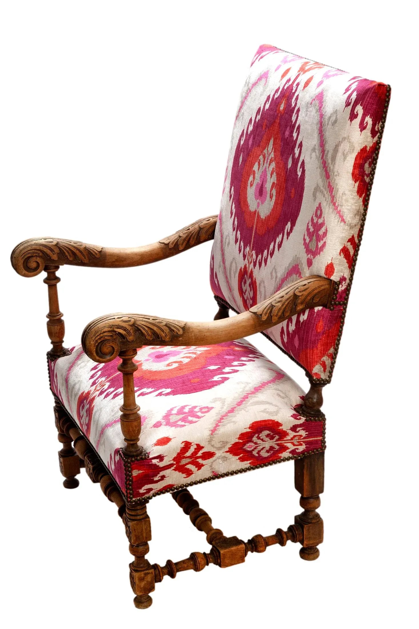 Mid 19th Century Ikat Throne Chair - 5