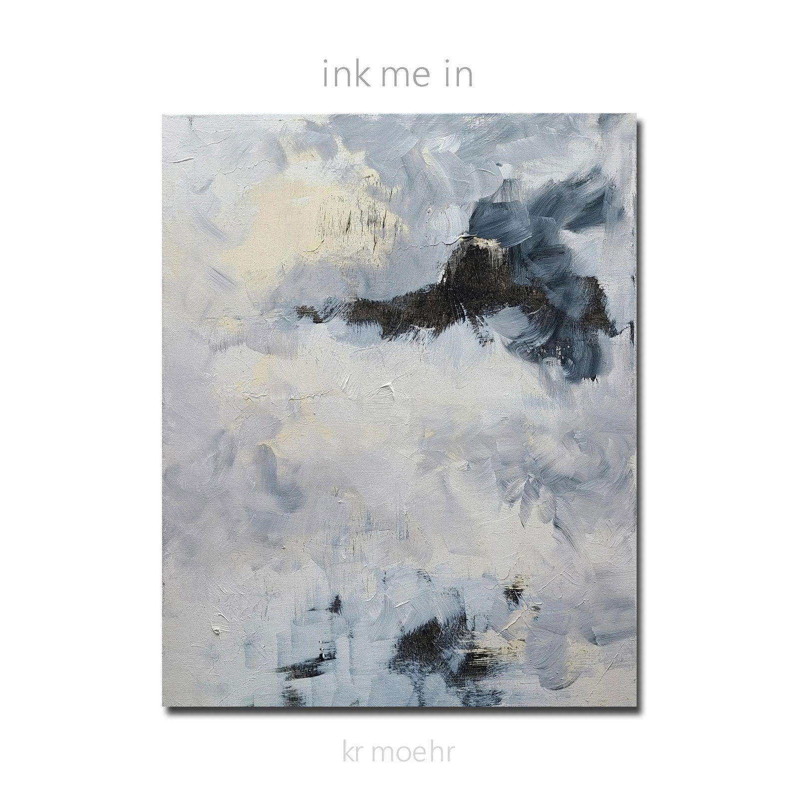 Large Original Abstract Canvas Wall Art Painting Black White Neutral - 2