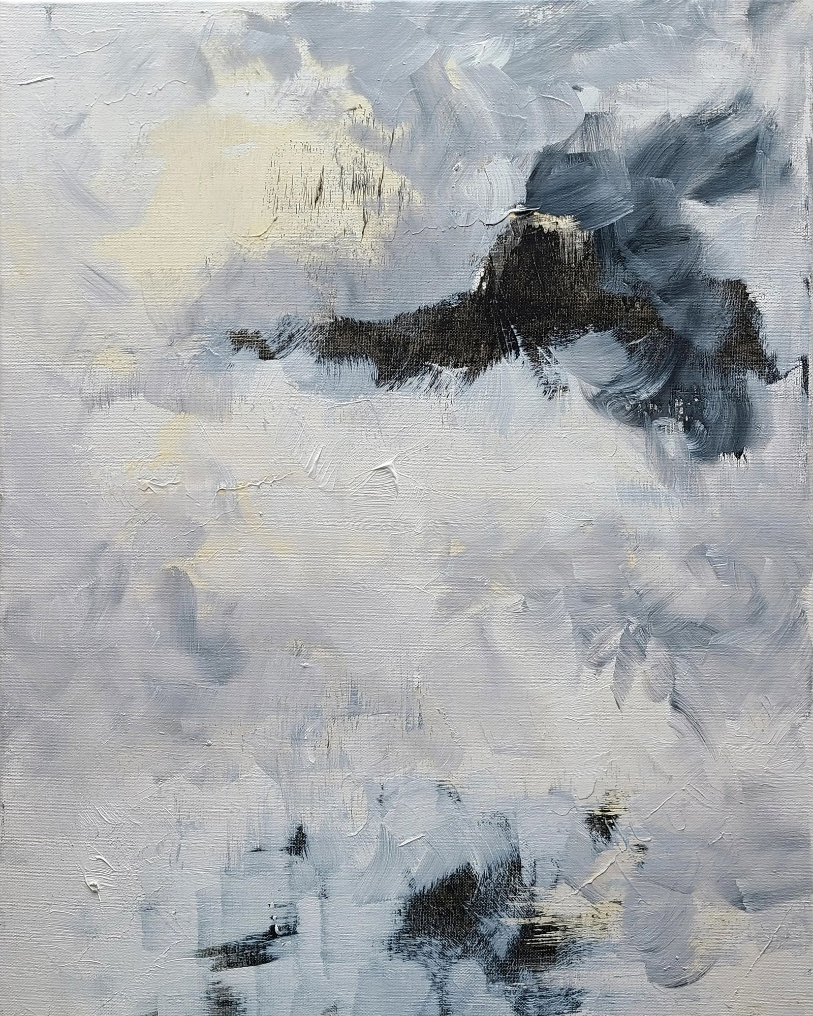 Large Original Abstract Canvas Wall Art Painting Black White Neutral - 7