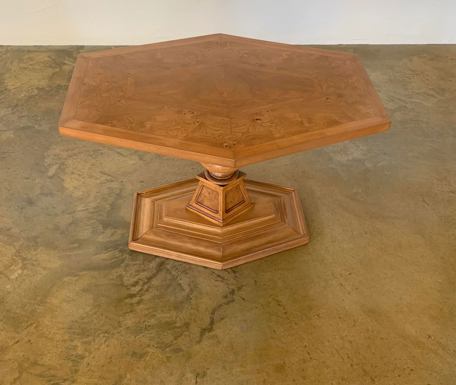 Mid 20th Century Weiman Burl Hexagon Accent Table - Restored - 4
