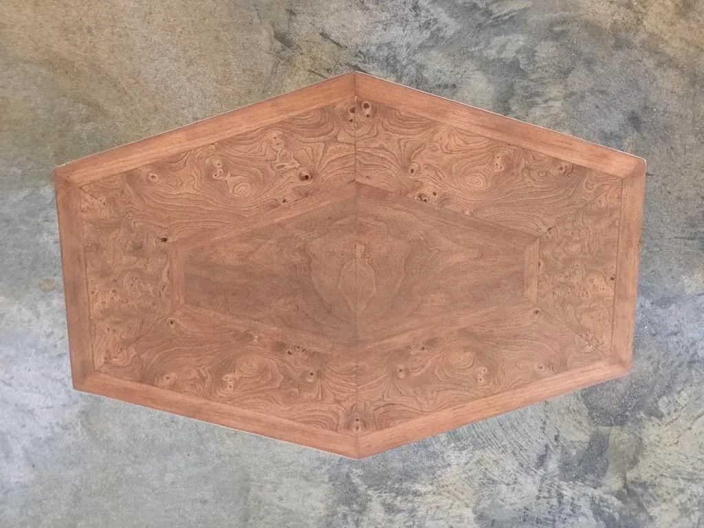 Mid 20th Century Weiman Burl Hexagon Accent Table - Restored - 8