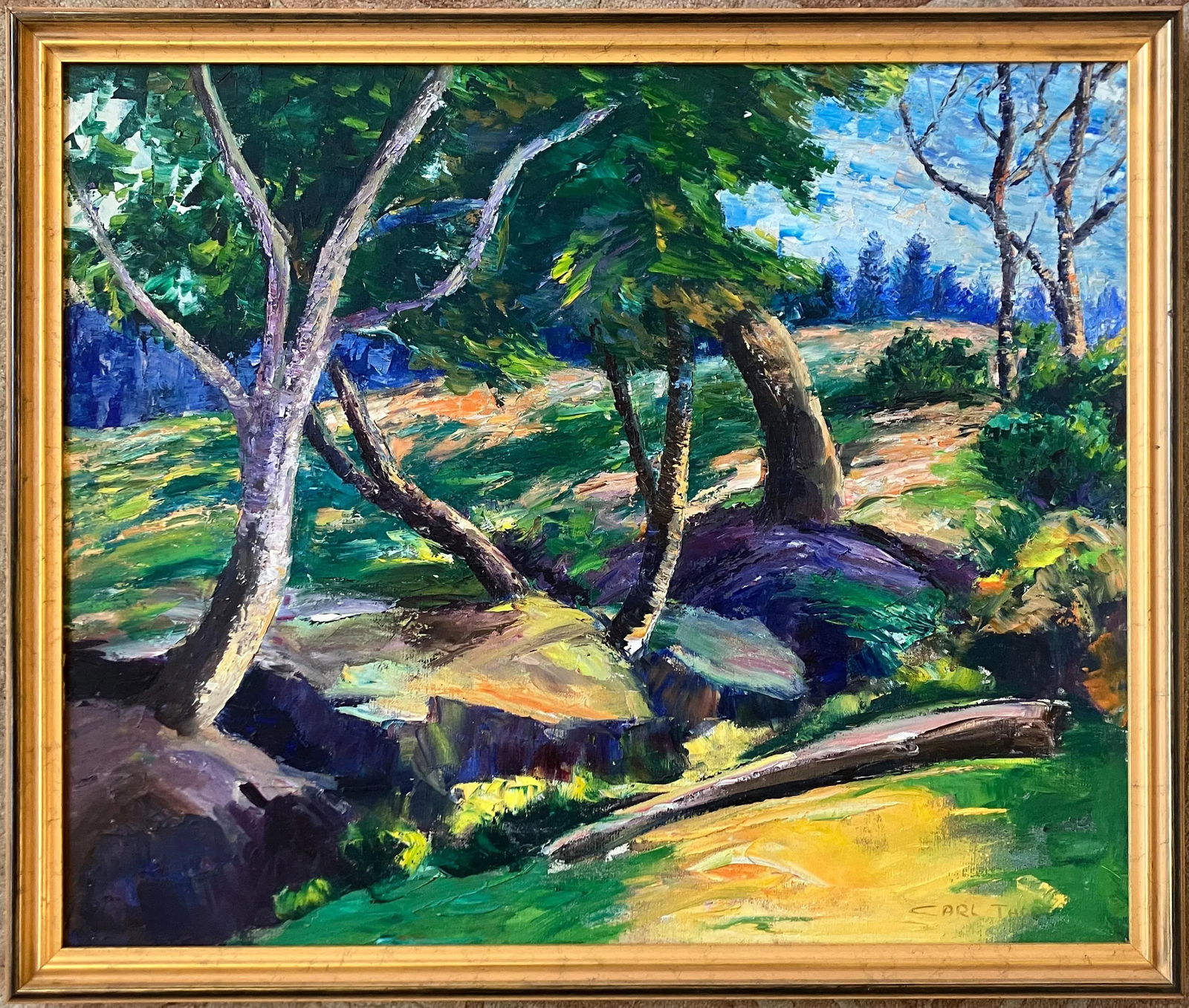 Mid 20th Century Carl Thorp California Landscape Oil Painting on Canvas - 4