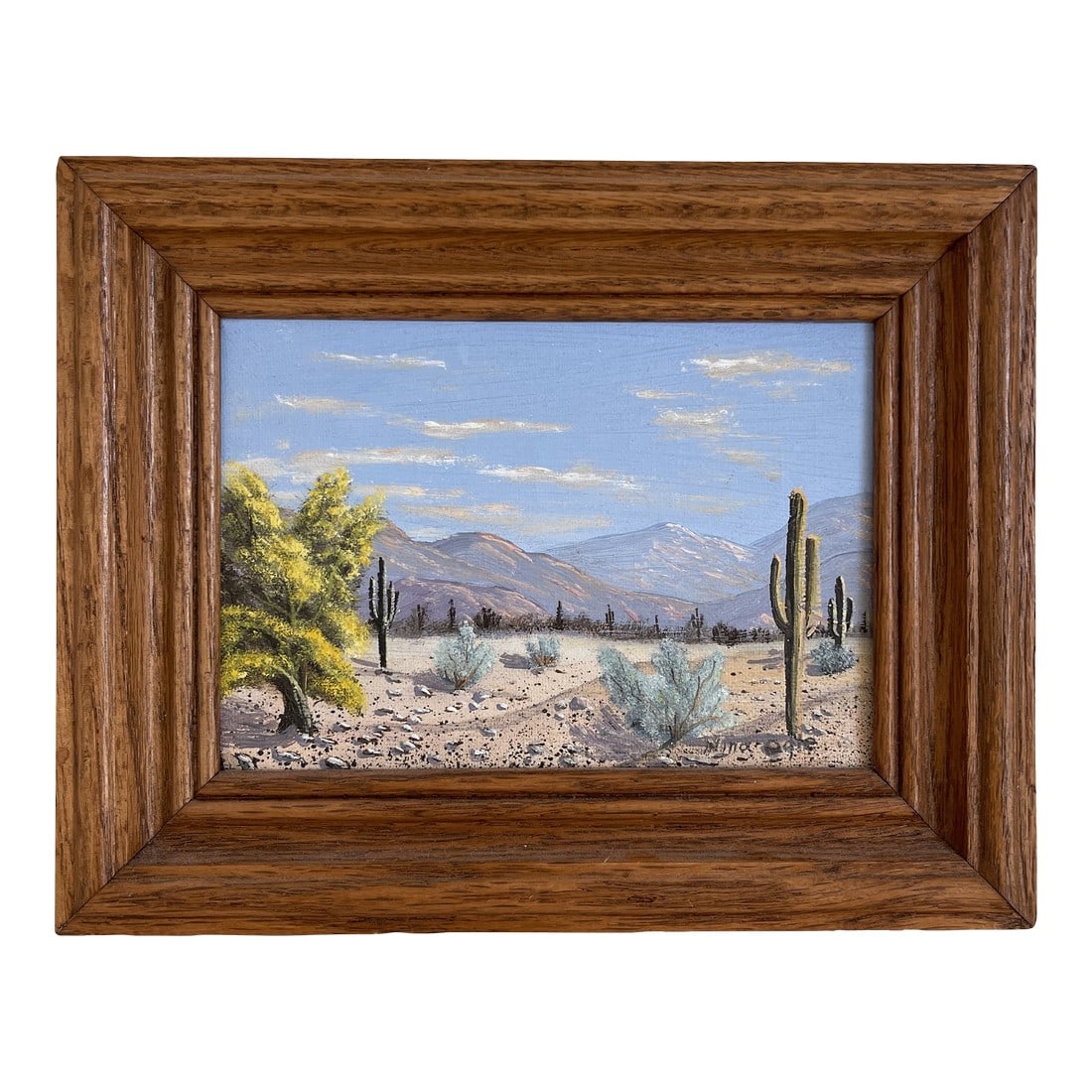 Mid 20th Century Original Acrylic Painting of a Desert Scene, Signed and Framed (1 of 5)