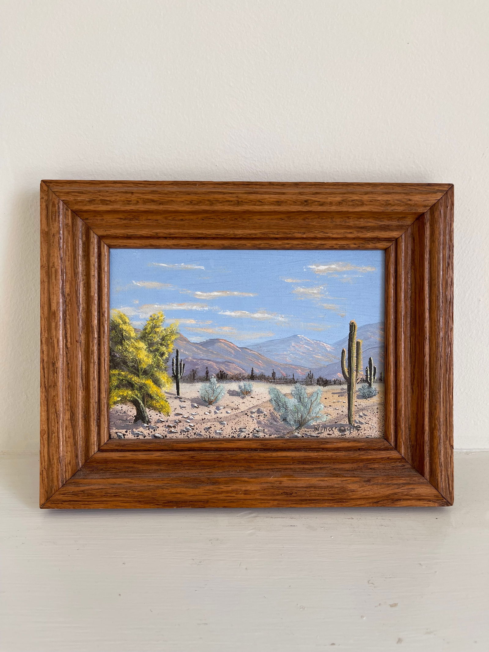 Mid 20th Century Original Acrylic Painting of a Desert Scene, Signed and Framed - 5
