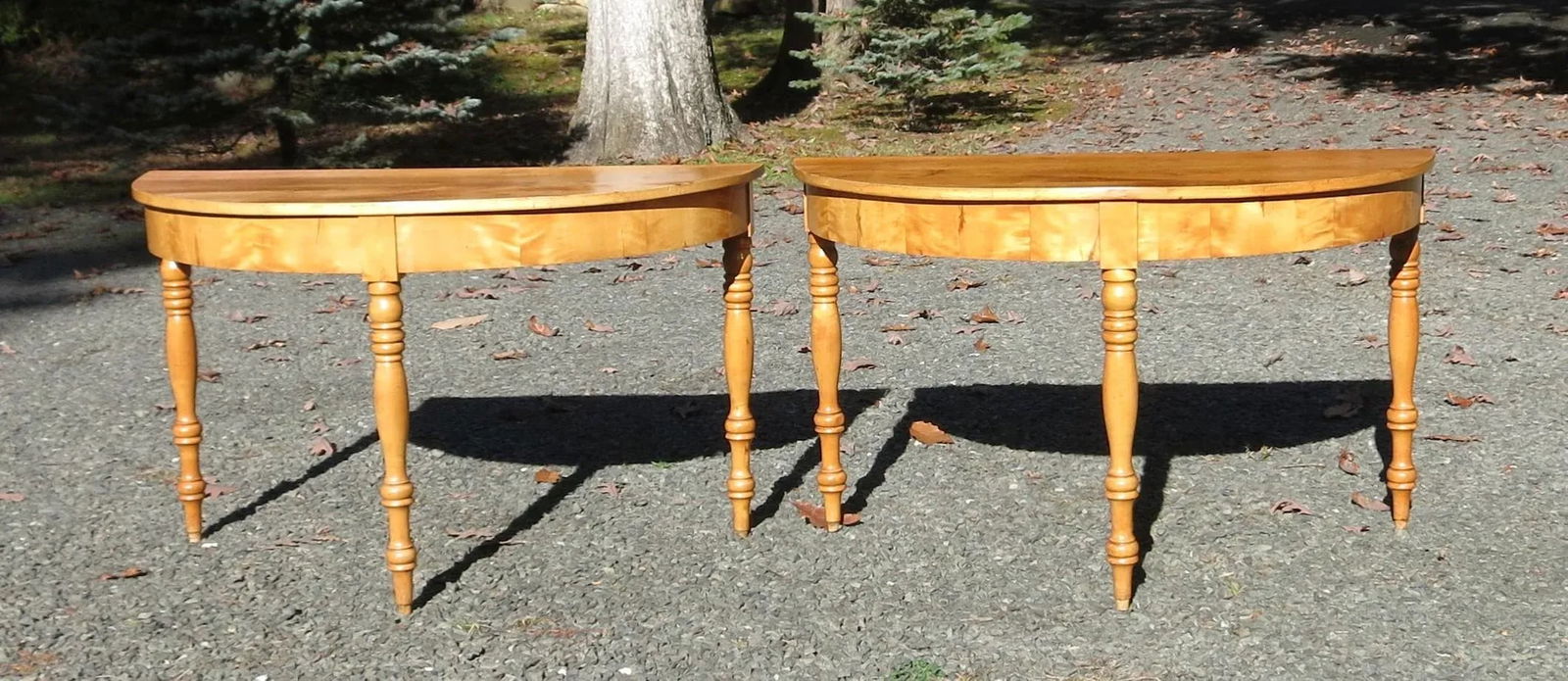 Mid 20th Century Pair of Pine Demi Lune Tables - 13