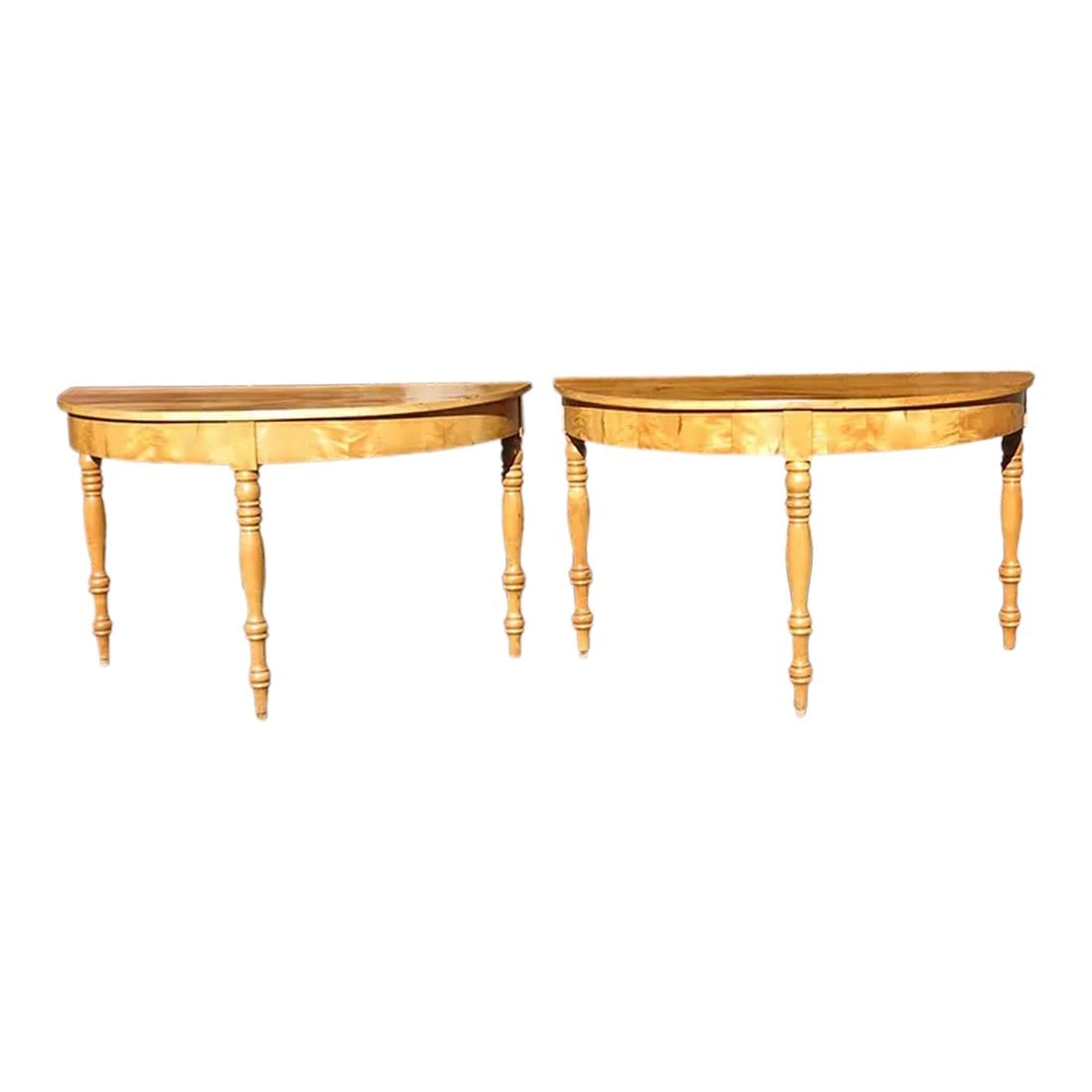 Mid 20th Century Pair of Pine Demi Lune Tables (1 of 13)