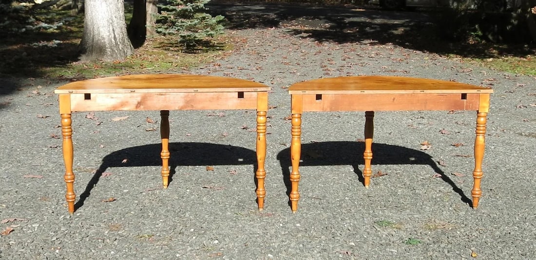 Mid 20th Century Pair of Pine Demi Lune Tables - 4