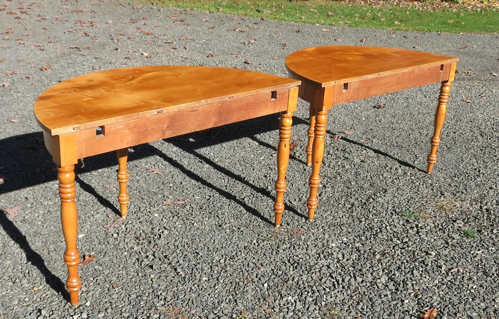 Mid 20th Century Pair of Pine Demi Lune Tables - 7