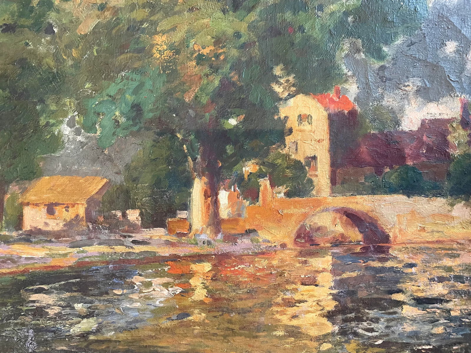 European Lake Landscape, Vintage Oil Painting - 5