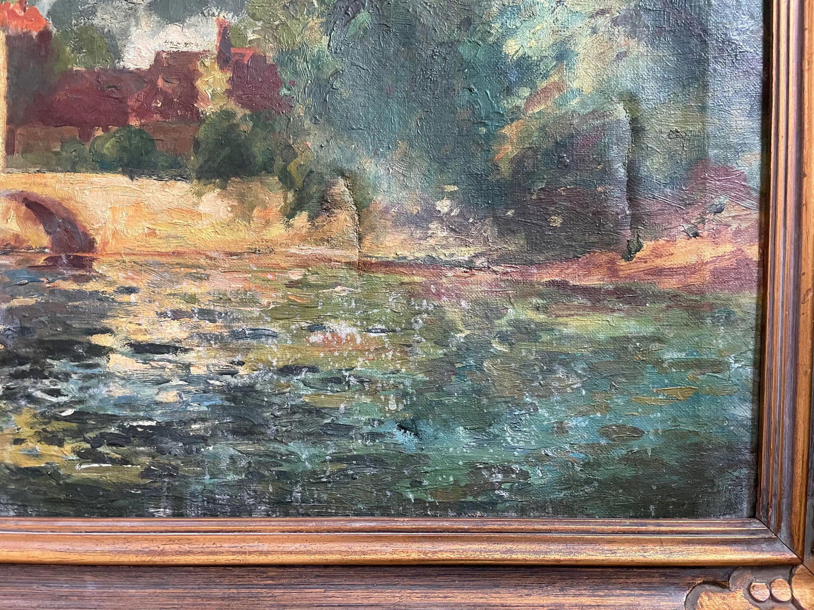 European Lake Landscape, Vintage Oil Painting - 7