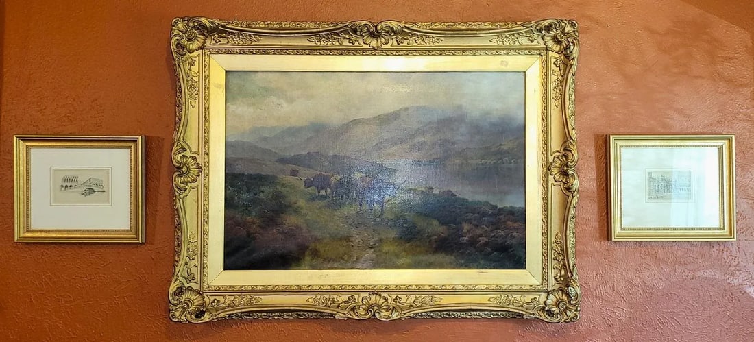 19c Oil on Canvas of Highland Rovers at Loch Earn by Hr Hall - 11