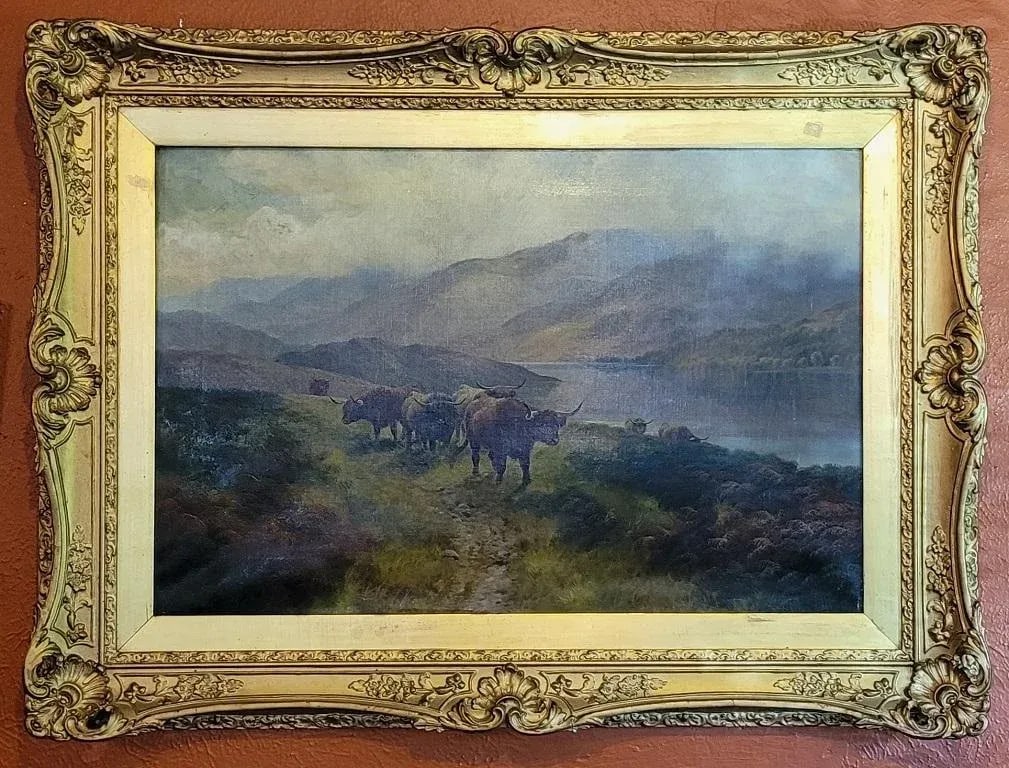19c Oil on Canvas of Highland Rovers at Loch Earn by Hr Hall - 3