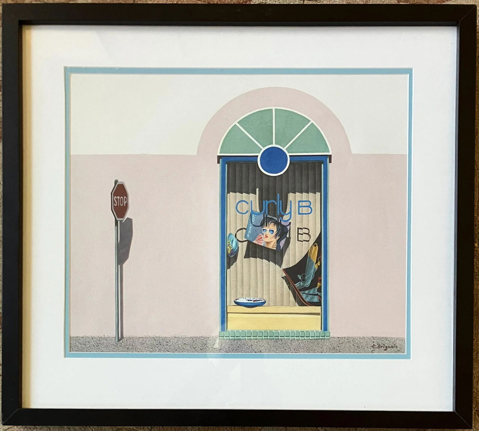 1987 Evelyne Brigeois Watercolor Painting, "A Storefront in Troyes, France" - 3