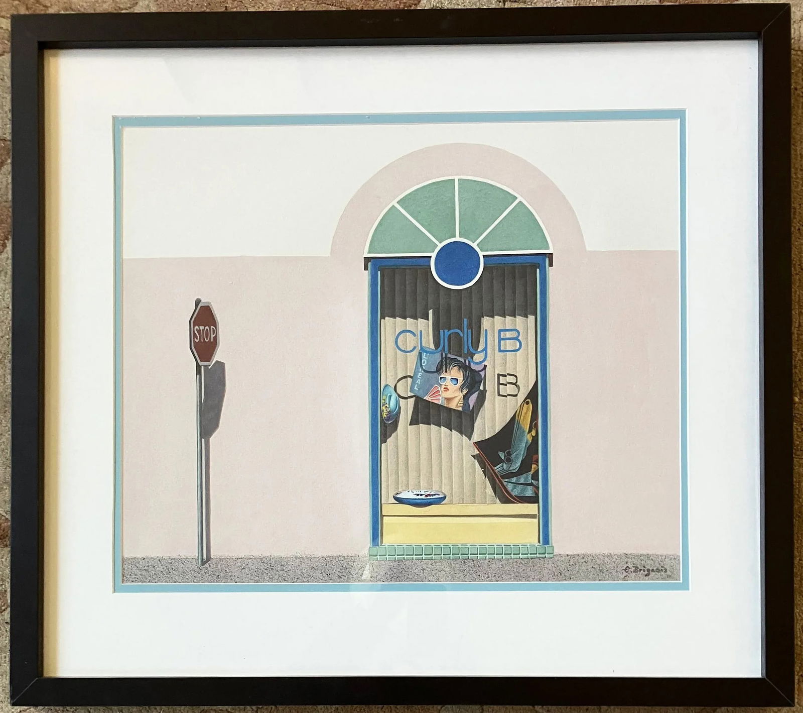 1987 Evelyne Brigeois Watercolor Painting, "A Storefront in Troyes, France" - 4