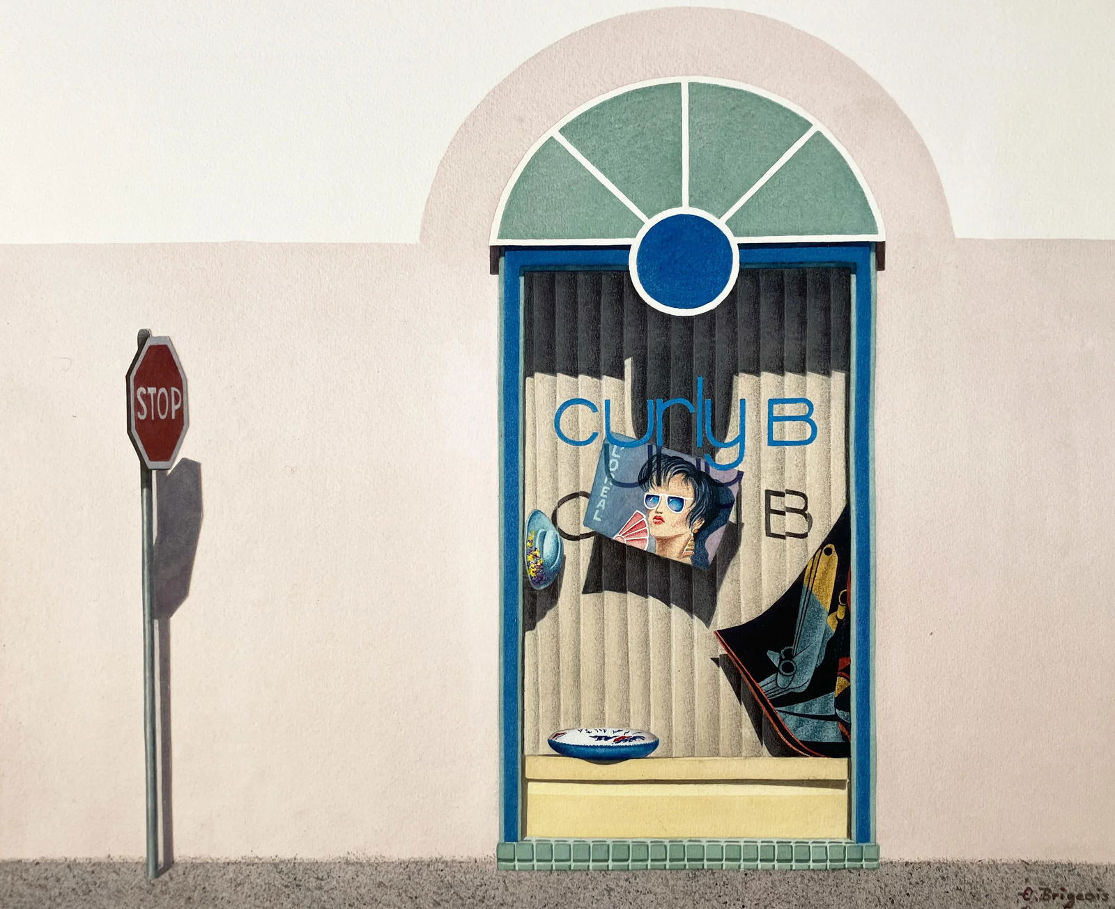 1987 Evelyne Brigeois Watercolor Painting, "A Storefront in Troyes, France" - 6