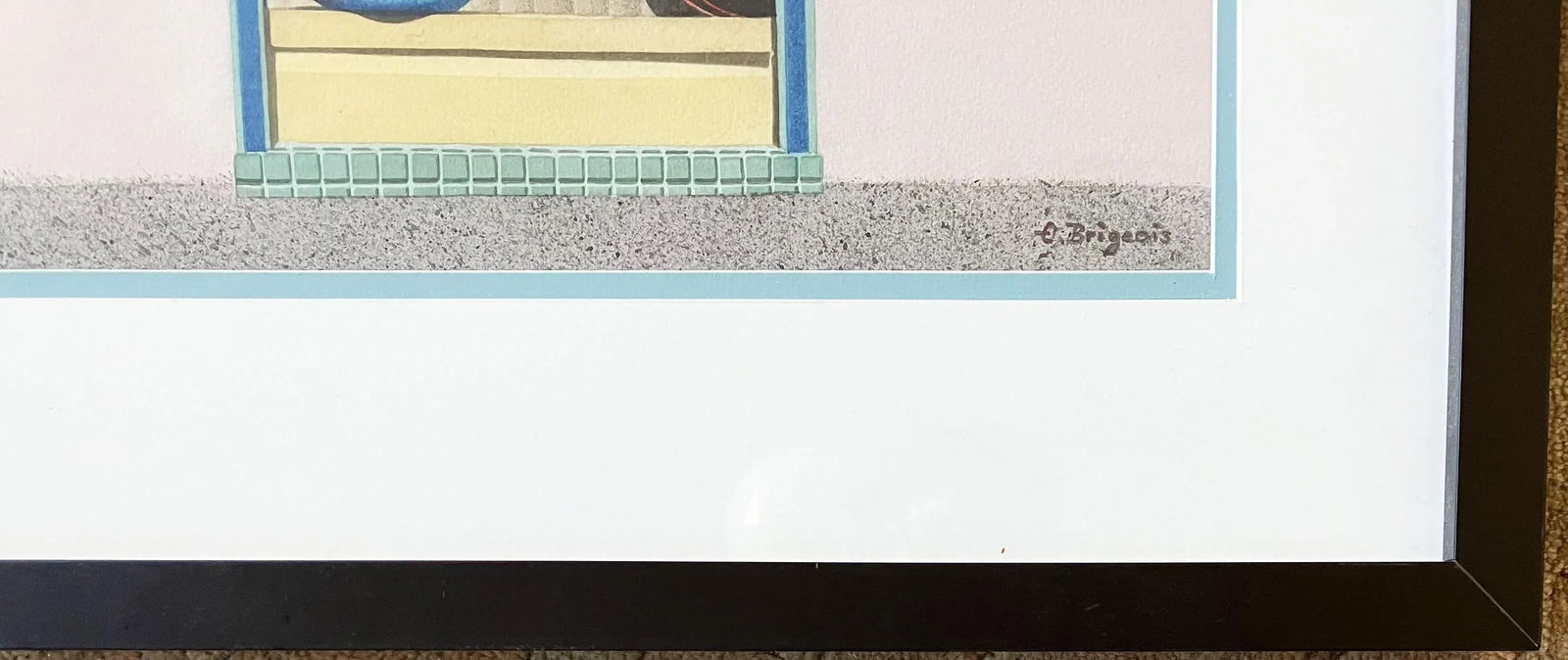 1987 Evelyne Brigeois Watercolor Painting, "A Storefront in Troyes, France" - 8