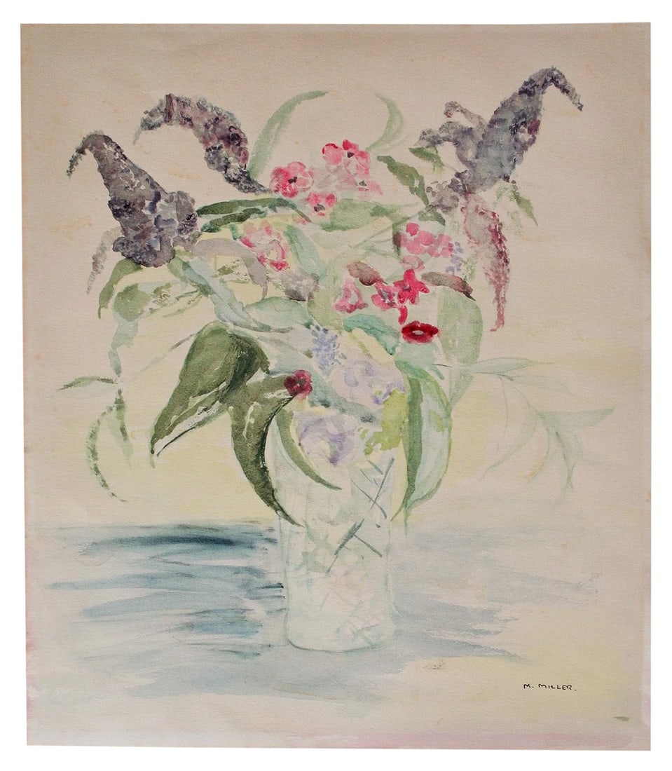 Original Vintage Watercolor Floral Still Life Painting (1 of 6)