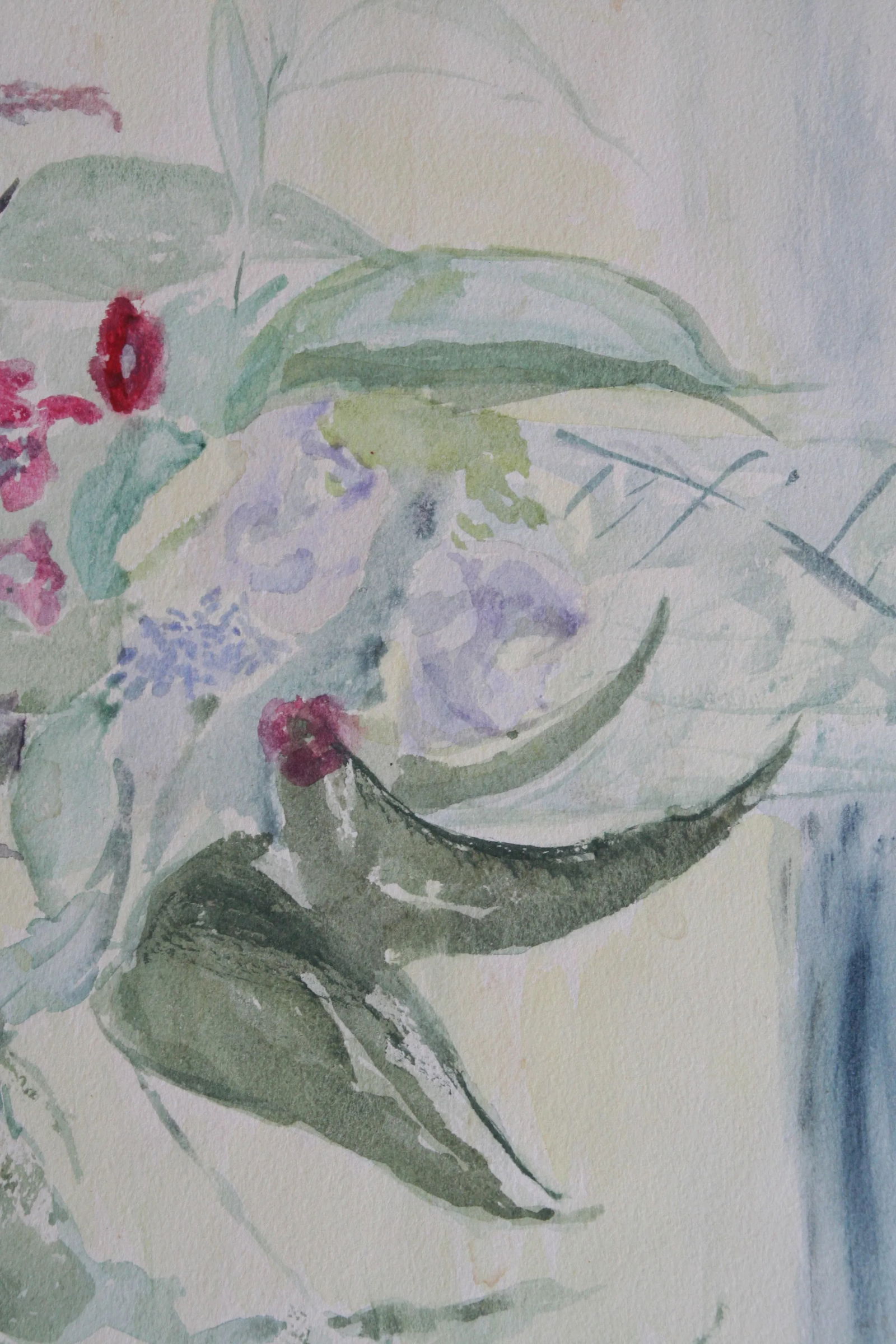 Original Vintage Watercolor Floral Still Life Painting - 2