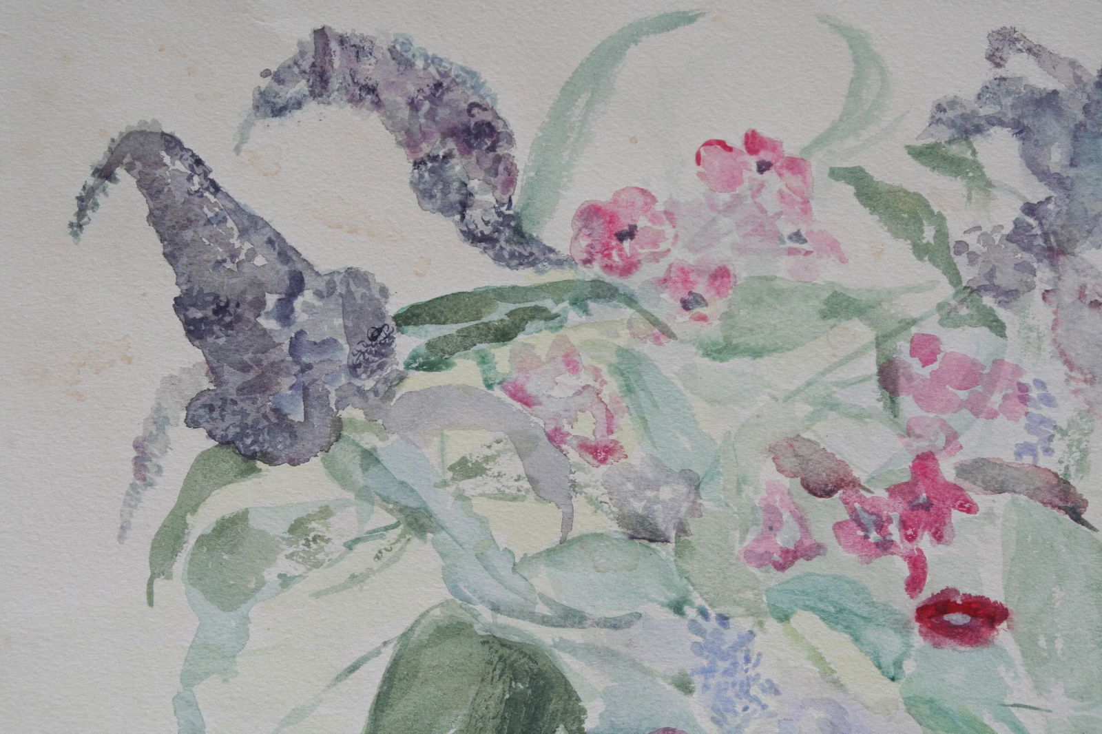 Original Vintage Watercolor Floral Still Life Painting - 6