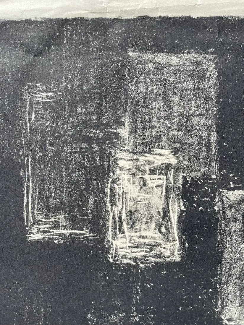 1957 Abstract Black and White Lithograph by J. Axton - 6