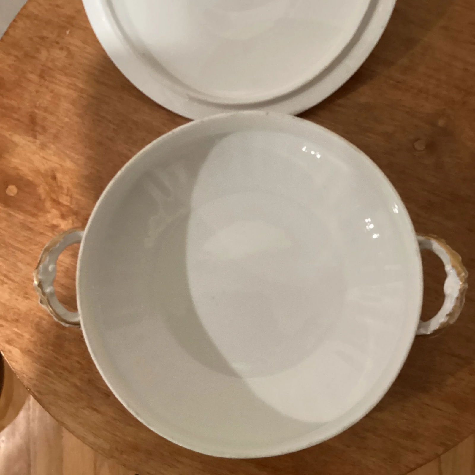 Antique Htf Theodore Haviland Limoges France Covered Serving Dish with Gold Accents - 4