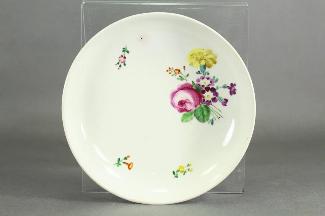 18th Century Royal Vienna Porcelain Deep Plate / Shallow Bowl With Handpainted Flowers - 12