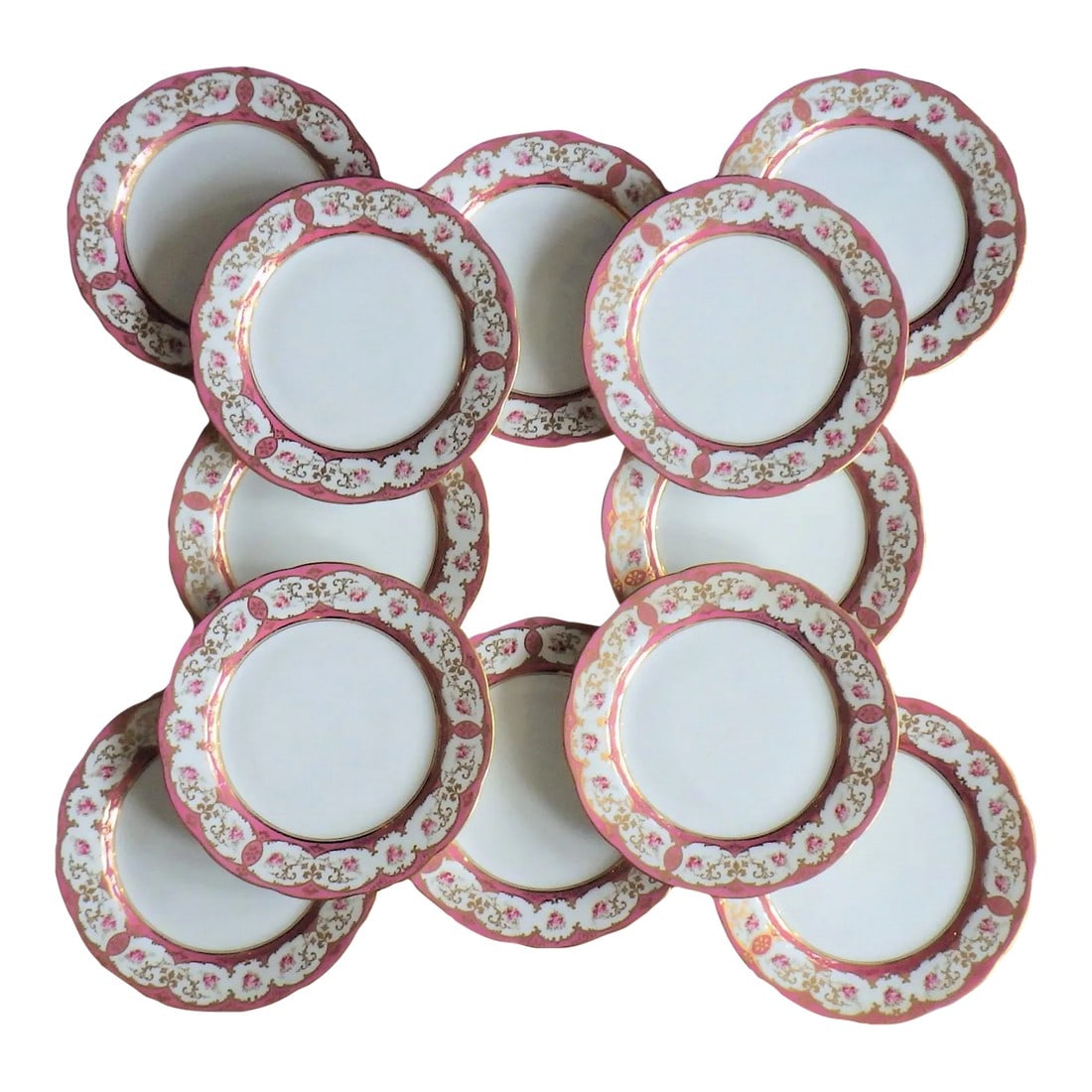 Early 20th Century Tiffany and Co. Luncheon Plates With Hand Painted Roses and Gilding- Set of 12 by (1 of 11)