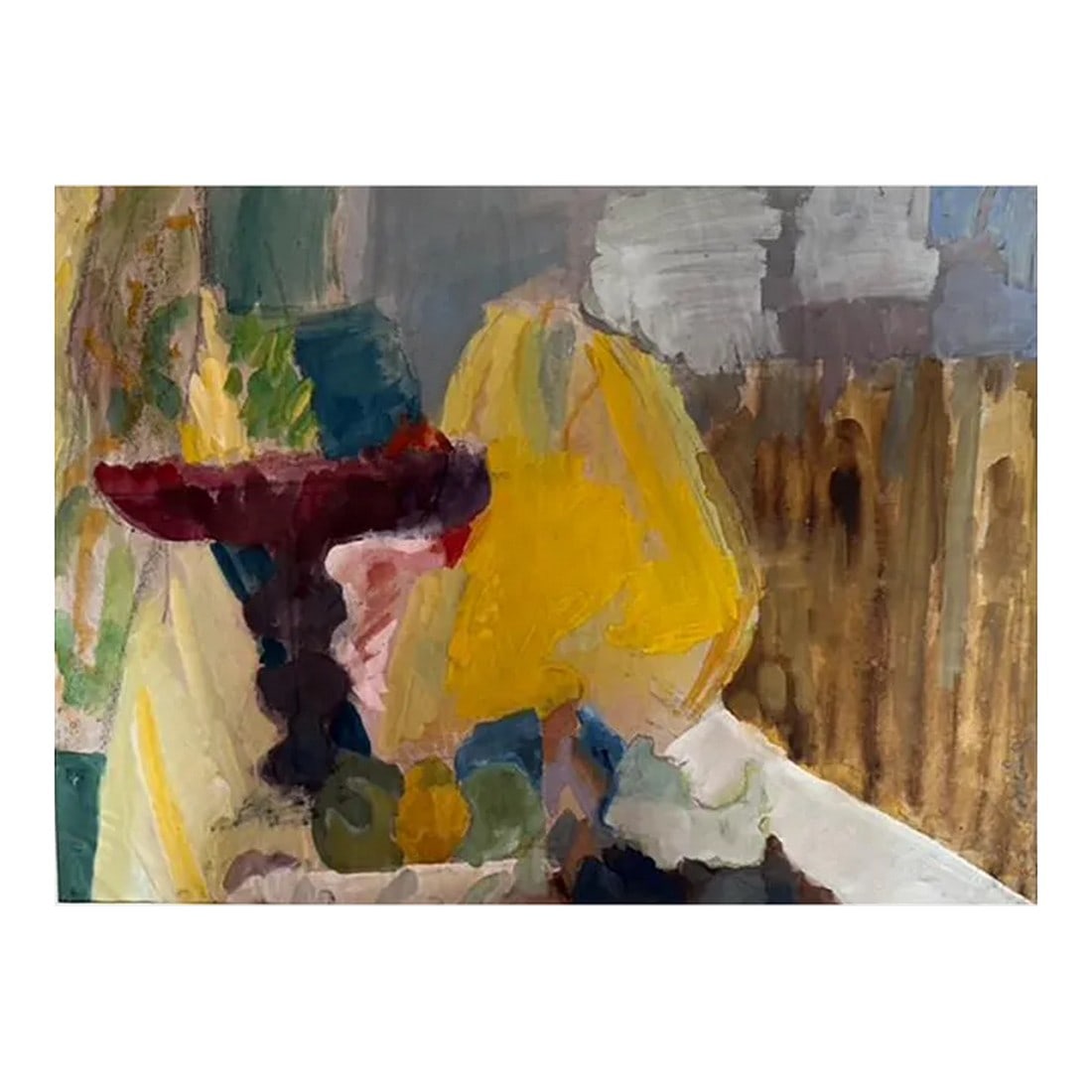 Joanna Salska "A Fashionable Delight" Abstract Tempera Painting on Paper (1 of 5)