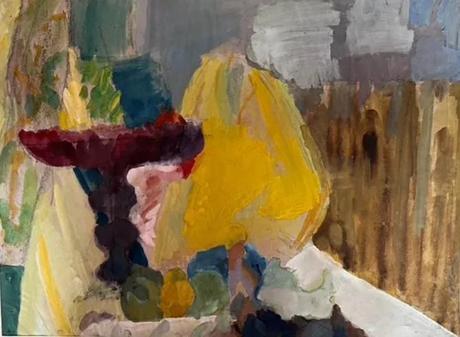 Joanna Salska "A Fashionable Delight" Abstract Tempera Painting on Paper - 3