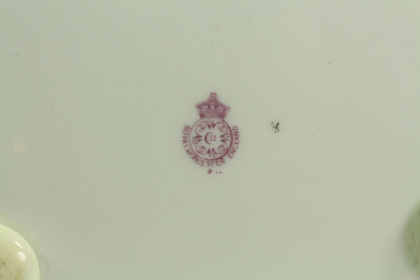 Dated 1918 Royal Worcester Trivet, Teapot Holder on Bun Feet Pink & Black Rare - 11