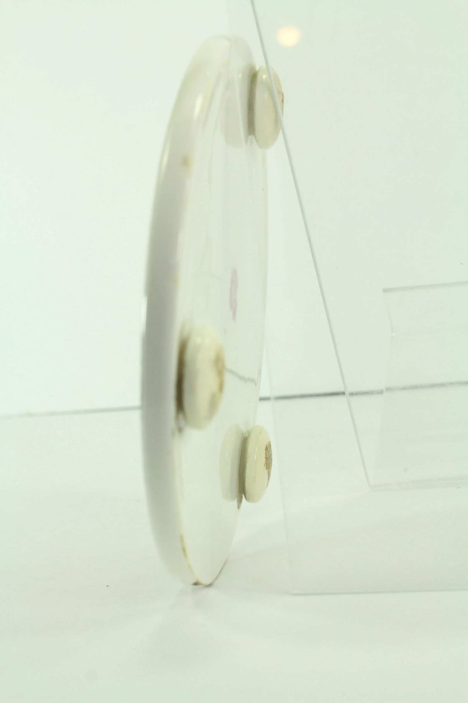 Dated 1918 Royal Worcester Trivet, Teapot Holder on Bun Feet Pink & Black Rare - 6