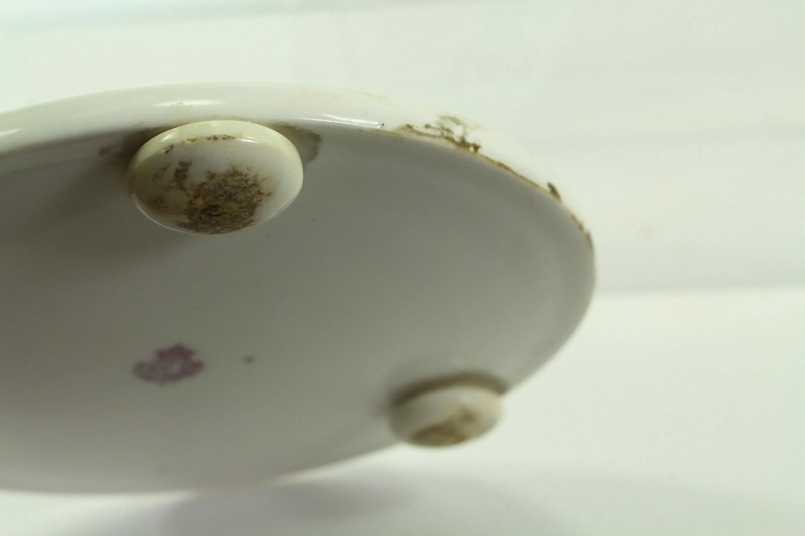 Dated 1918 Royal Worcester Trivet, Teapot Holder on Bun Feet Pink & Black Rare - 8