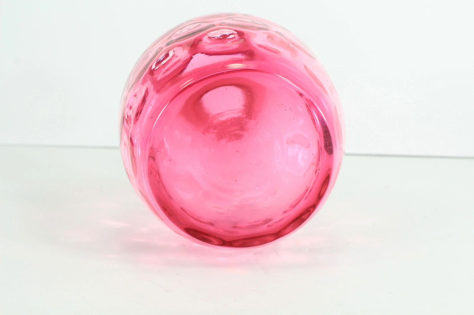 Early 20th Century Cranberry Glass Thumbprint Coin Dot Barber Bottle Water Carafe Decanter Vase - 7