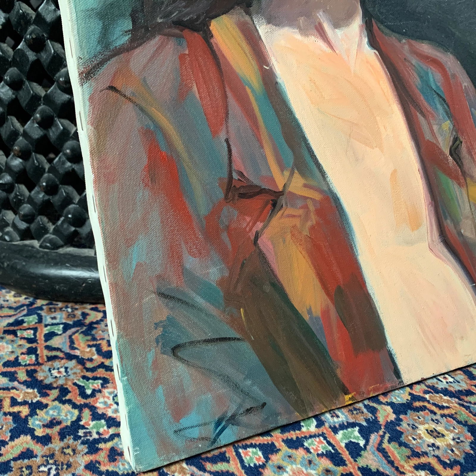 Vintage Modern Realist Signed Portrait Painting of a Woman Wearing a Hat - 12