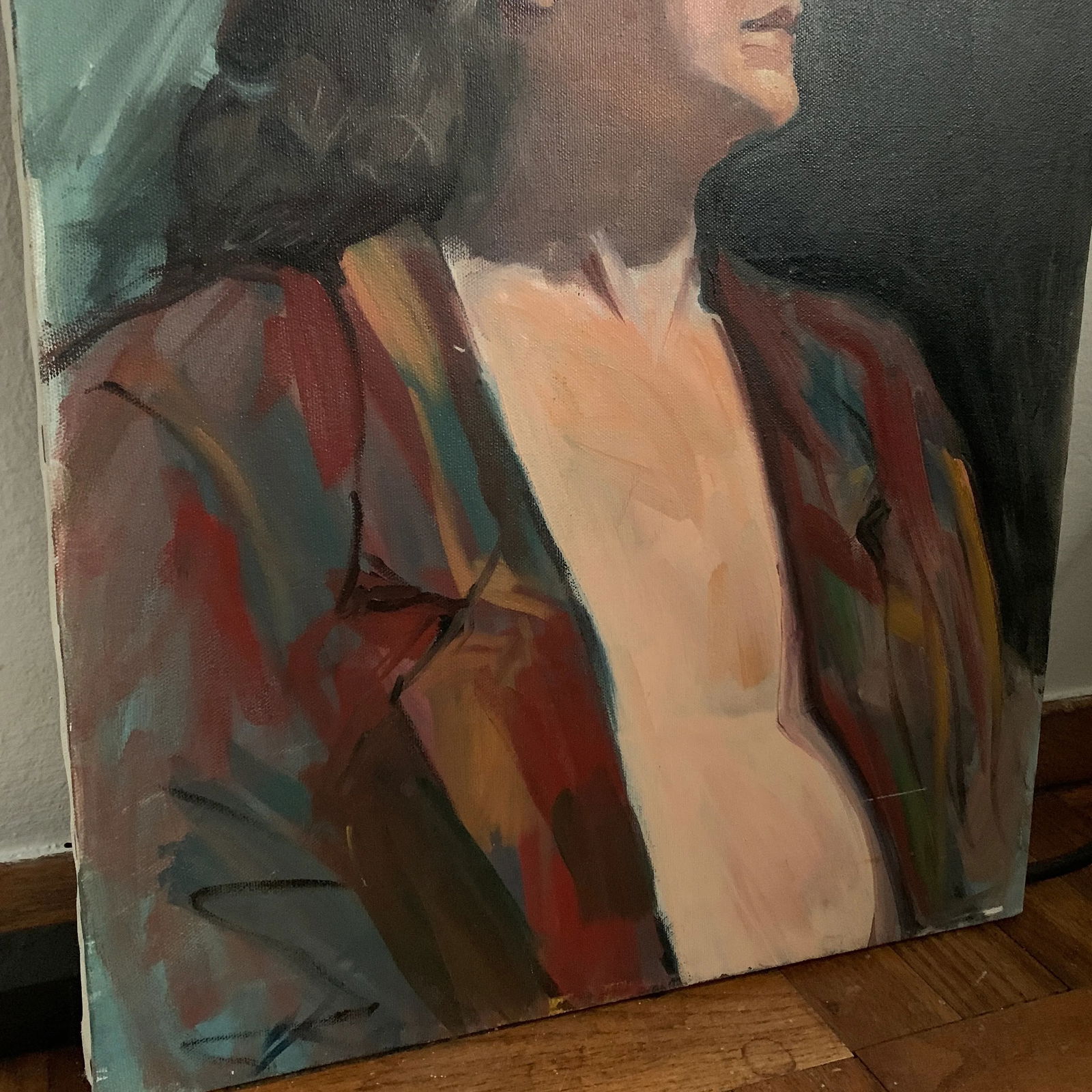 Vintage Modern Realist Signed Portrait Painting of a Woman Wearing a Hat - 5