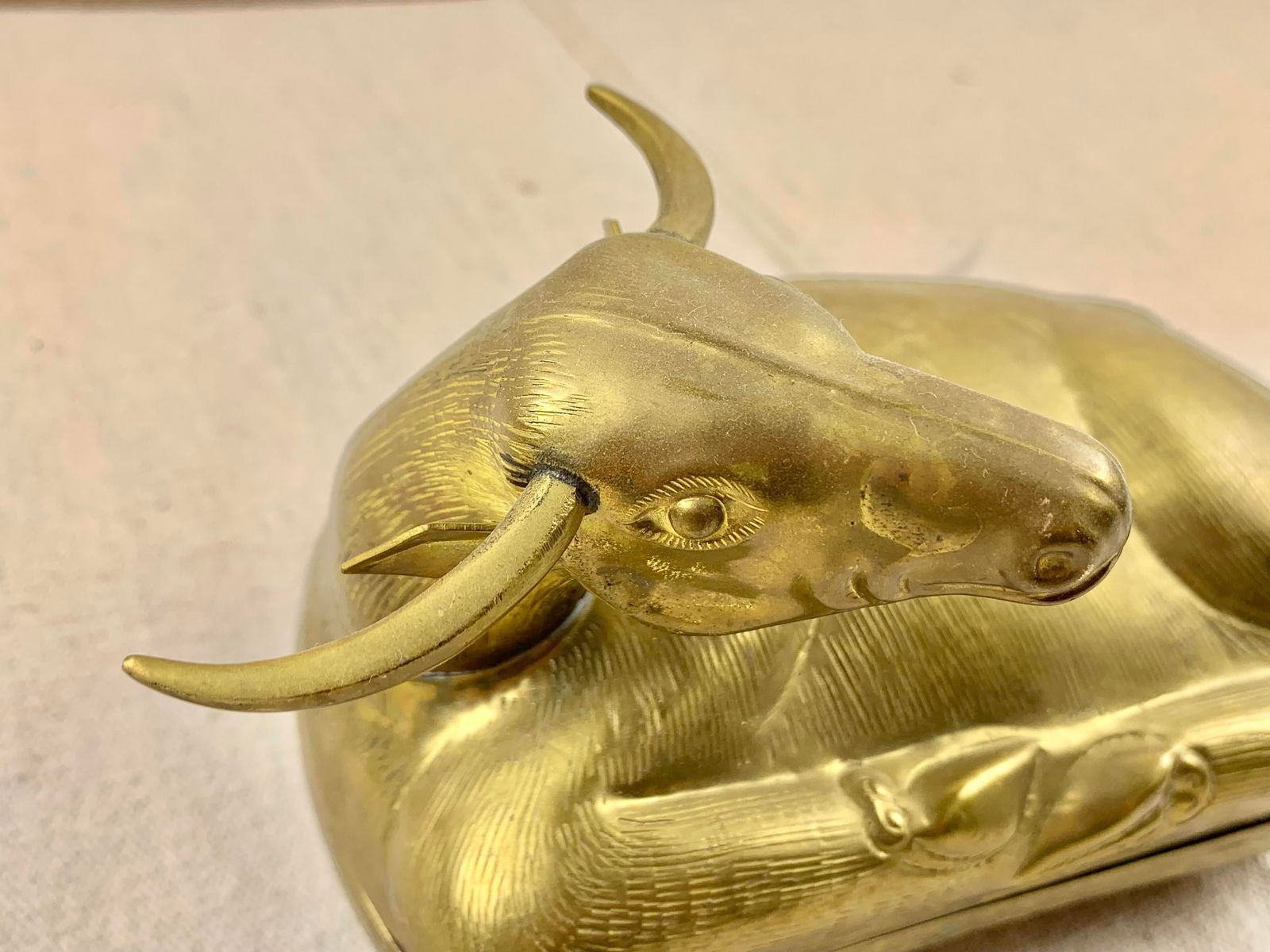 Vintage Brass Bull Repousse Box - 8