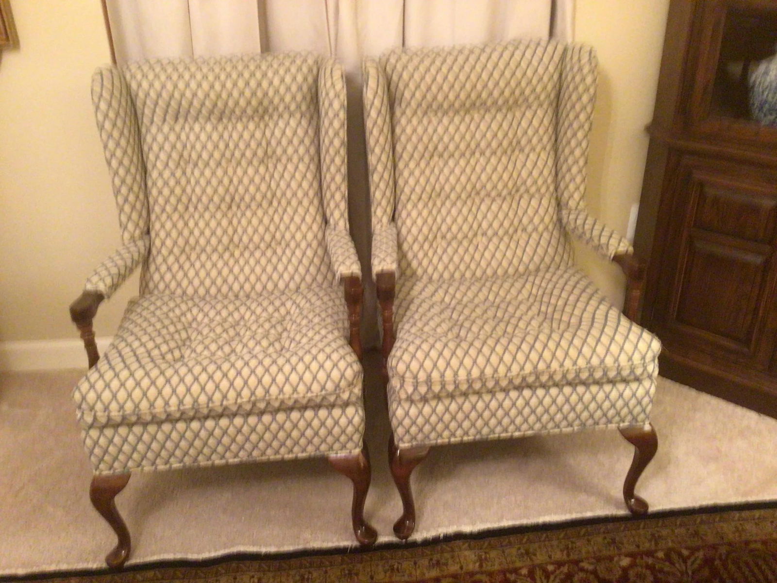 Vintage Ethan Allen Open-Arm Wingback Chairs - a Pair - 2